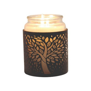 Tealight Wax Melter & Candle Holder - Black Silhouette Tree of Life 10.5cm
