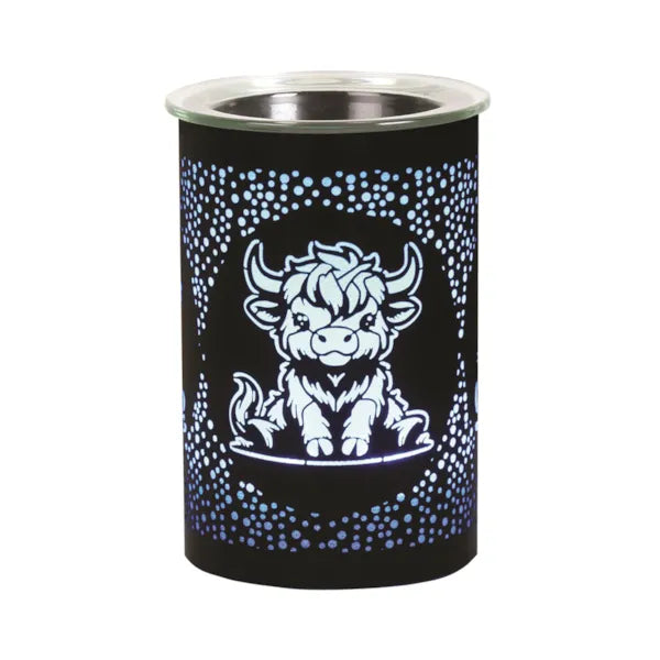 LED Melter Highland Cow Black 12CM COLOUR CHANGING