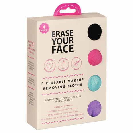 Erase Your Face Makeup Removing Cloths 4pk - Bright