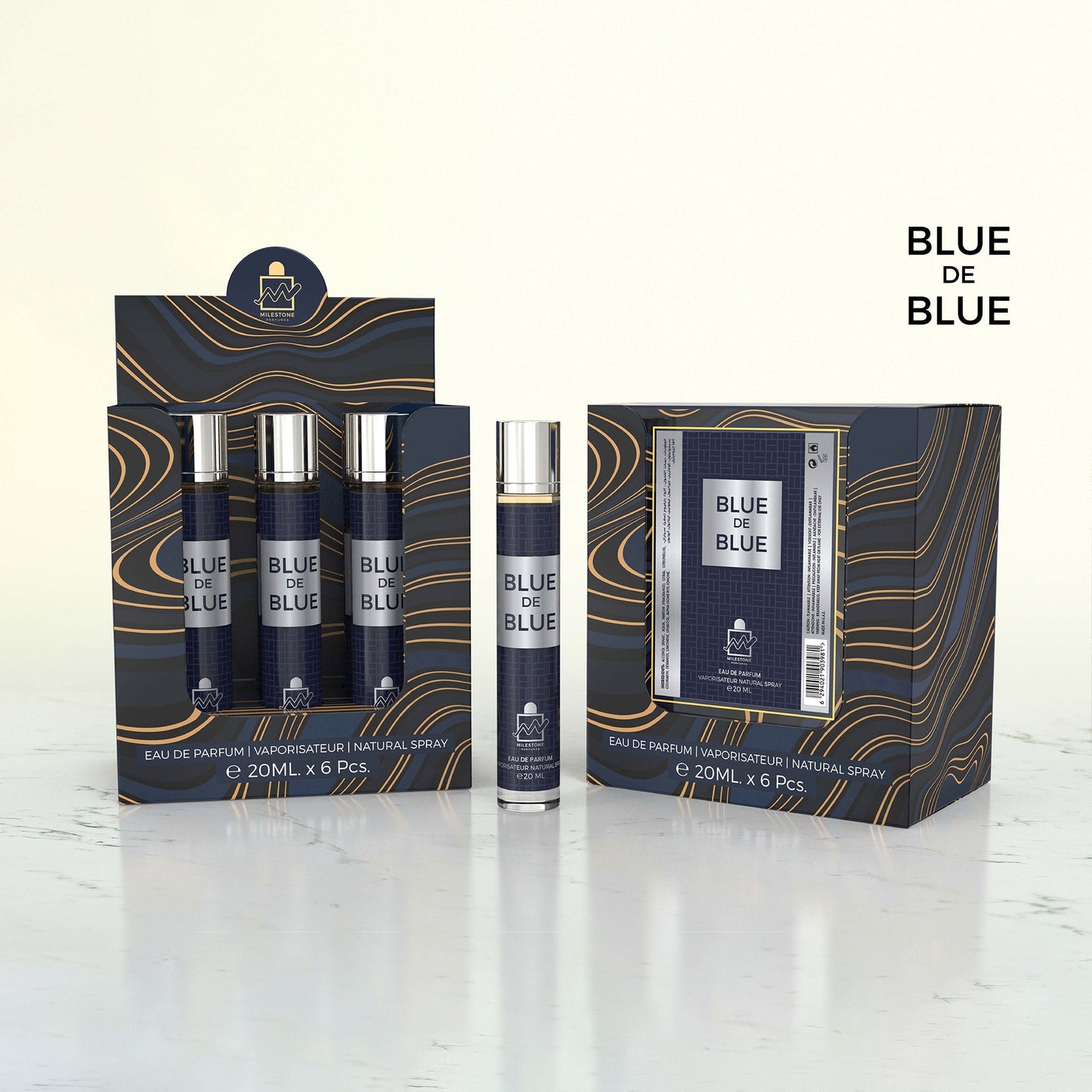 MILESTONE Blue de Blue (Pour Homme) Eau De Parfum 5x 20ml Plus 1 Free Tester