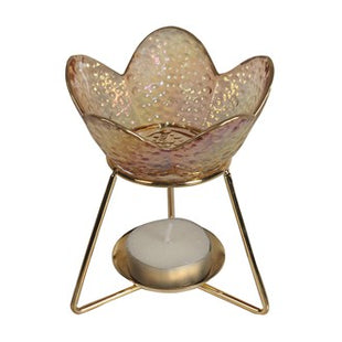Tea Light Wax Melt Burner - Petal Amber 11cm