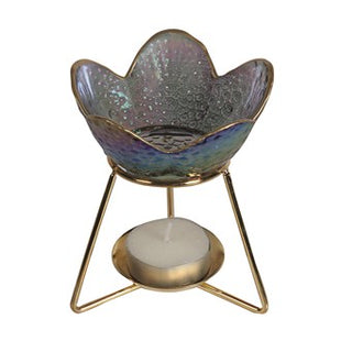 Tea Light Wax Melt Burner - Petal Grey 11cm
