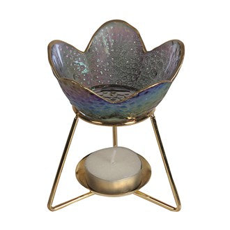 Tea Light Wax Melt Burner - Petal Grey 11cm